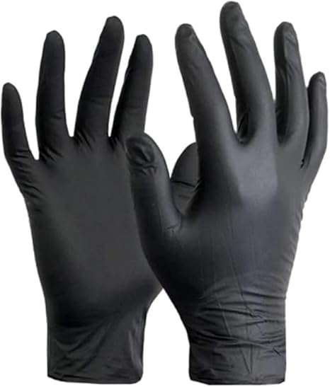 Black Disposable Gloves, Latex Free, Powder Free, Pack of 100, Strong and Puncture Resistant, Medical Use, Food Handling, size M